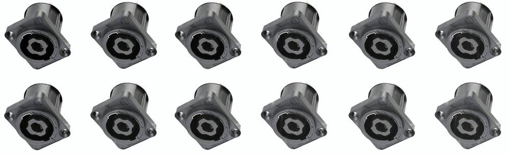 12 PACK NEUTRIK NL4MPXX 4-Pole SPEAKON Panel Mount Twist Lock w/ 3/16″ Flat Tabs