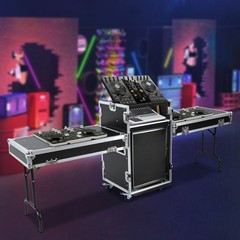 14U PA DJ Rack / Road Case Slant Mixer Top Rack with 2* DJ Table Tops 661.39lbs