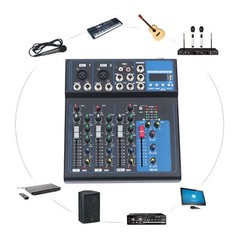 4-Channel Bluetooth USB Audio Mixer With Reverb for DJs & Performances 110V