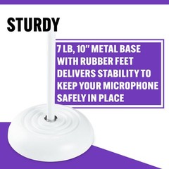 Round Base Straight Mic Stand White with Bag – On-Stage