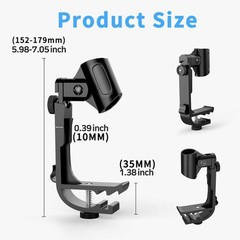 Drum Rim Mic Clips Microphone Mount Clamp 180Degree Rotation Shockproof