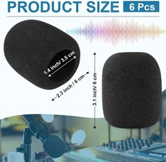 Windscreen for SM58, 6Pack Microphone Pop Filter Foam Cover for Shure SM58 SM48,