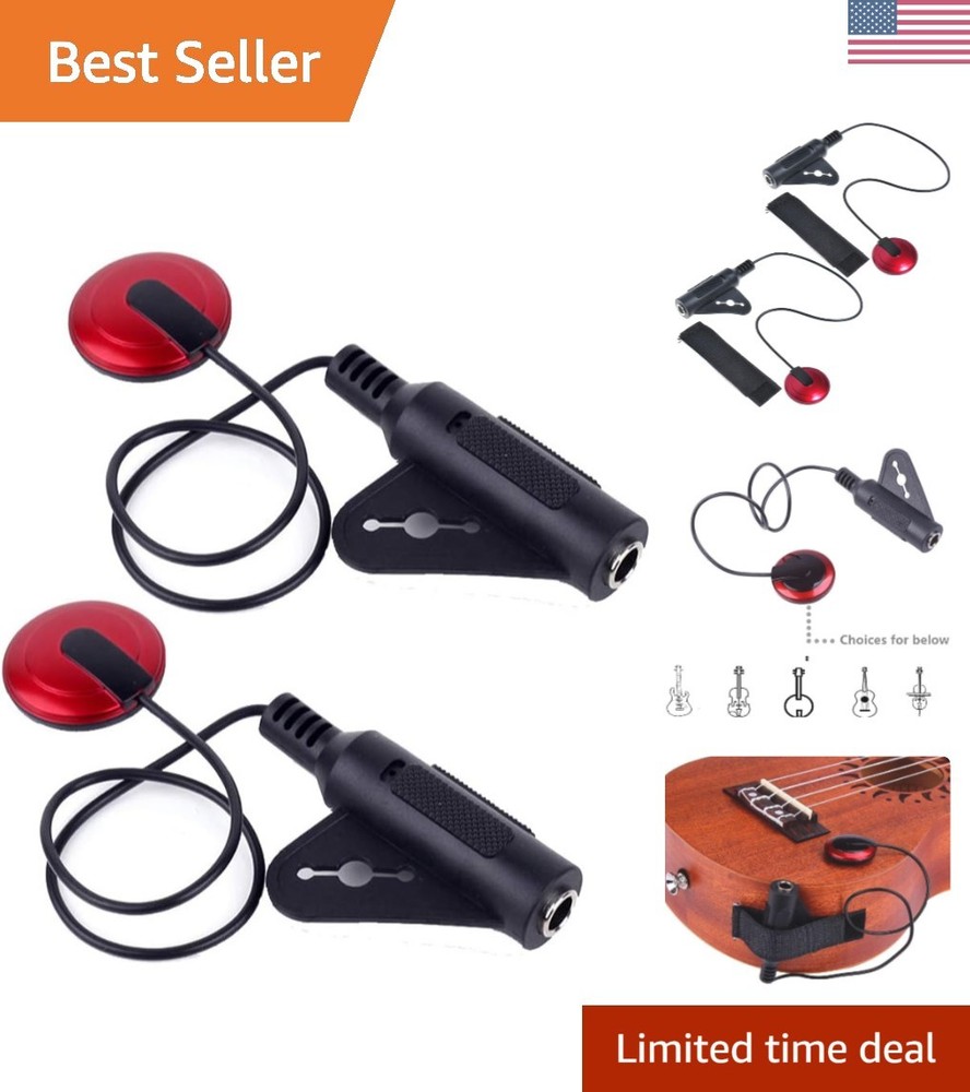 2Pcs Professional Piezo Contact Microphone Set 1/4″ Jack for Instruments