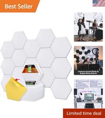 Eco-Friendly Sound Absorbing Panels – 18 Pack Hexagon Wall Treatment, 11.3 sq ft