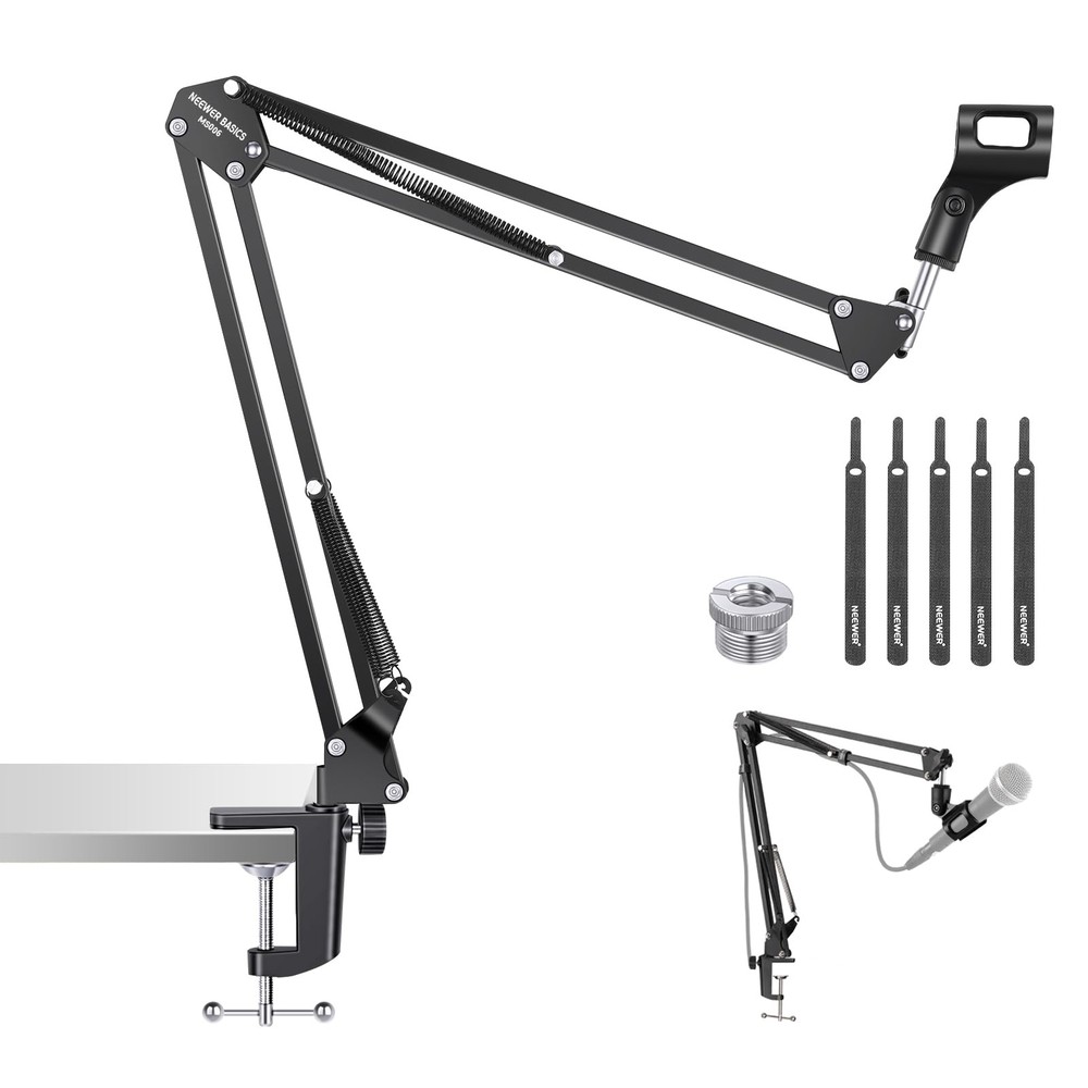 NEEWER Microphone Arm Stand, Suspension Scissor Boom Mic Arm Desk Mount with …