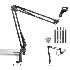 NEEWER Microphone Arm Stand, Suspension Scissor Boom Mic Arm Desk Mount with …