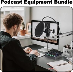 Home Studio Recording Kit Music Podcast Mixer Equipment Condenser Microphone Set
