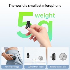 Wireless Microphone for Video Recording – Noise-Cancelling mini Microphone,Po…