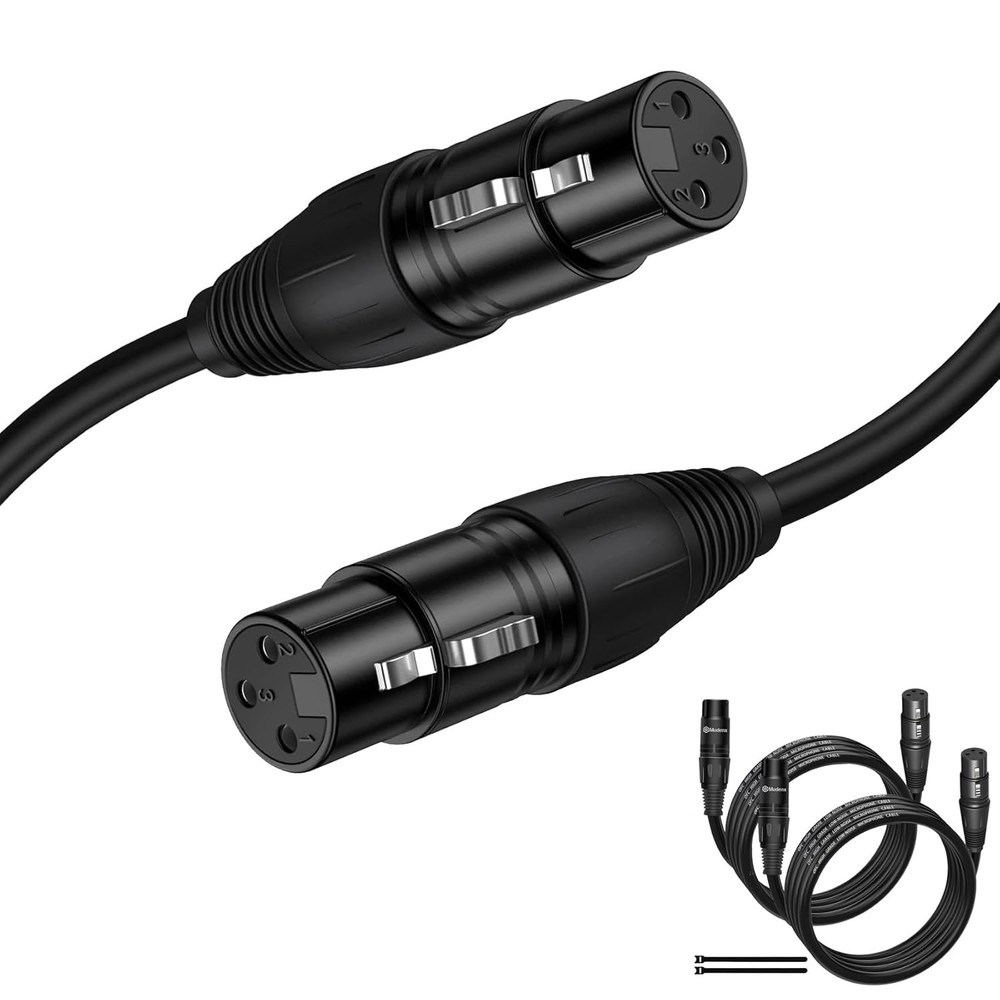10ft XLR Female to Female 2Pack Balanced Shielded Microphone Audio Cable 3-pin