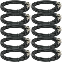 10Pack 25 FT Foot XLR 3 Pin Male Female MIC Microphone Shielded Audio Cable C…