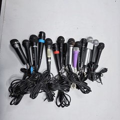 Lot of 15 Assorted Wired Microphones – Used, Various Colors & Models