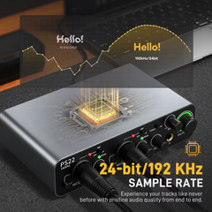 -PS22 USB Audio Interface for PC,60dB Pro-Preamp, 24bit 192kHz,Dual USB Interfac