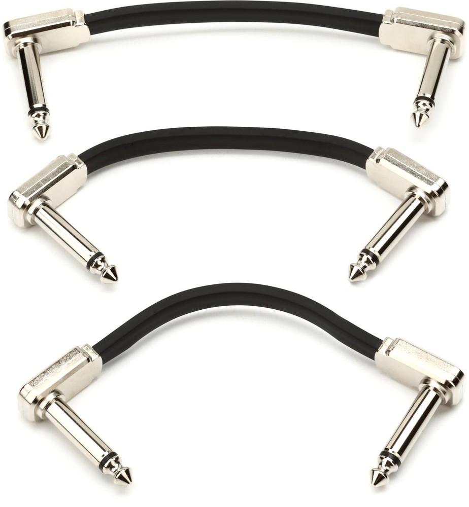 Ernie Ball 3″ Flat Ribbon Patch Cable – 3-Pack
