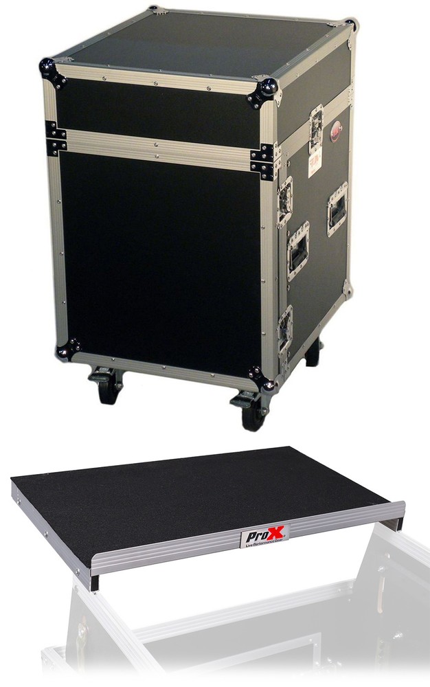 Pro X T-12MRSS 12U x 10U Slant Combo DJ / Mixer Rack Case + Sliding Laptop Shelf