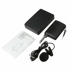 Portable Mic Transmitter Set Mini Wireless Cordless Clip-on Lapel Tie Microphone