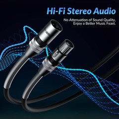 XLR Cable 10 Feet (2 Pack), 22AWG, Zinc Alloy Shells, XLR Male to Female Heav…