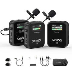 SYNCO Wireless Lavalier Microphone G2(A2)2.4G Dual Transmitter 48KHz 24Bit Lapel