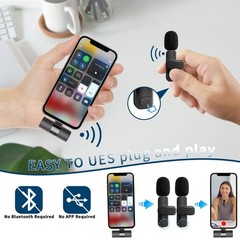 Professional Wireless 2 Lavalier Lapel Mics, Lightning Port (2 Pack)