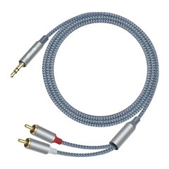 DCHAV 3.5mm to RCA Audio Cable 4ft 2 Male Aux Cord Adapter Headphone grey