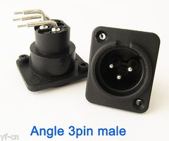 1pc Mic XLR 3pin Male Angle Legs Panel Mount Chassis PCB Socket Connector Black