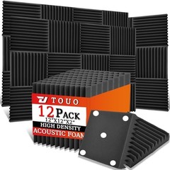 12 Pack Acoustic Panels – Sound Proof Foam Panels for 2″ Thick 12 Pack Black