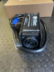 Adapter with Powercon True1 Male and Female and a Powercon Blue outlet