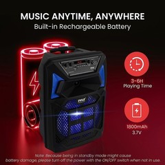Pyle Portable Bluetooth PA Speaker System, 8″ Subwoofer, 400W Aux Input PPHP82SM