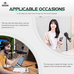 1Pc Universal Clamp on Black Sound Card Tray for Microphone Stand Live Use