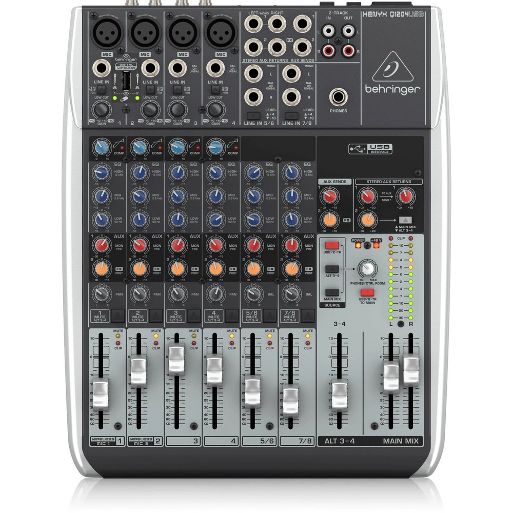 Behringer XENYX Q1204USB Analog Mixer with USB/Audio Interface – Wireless Ready