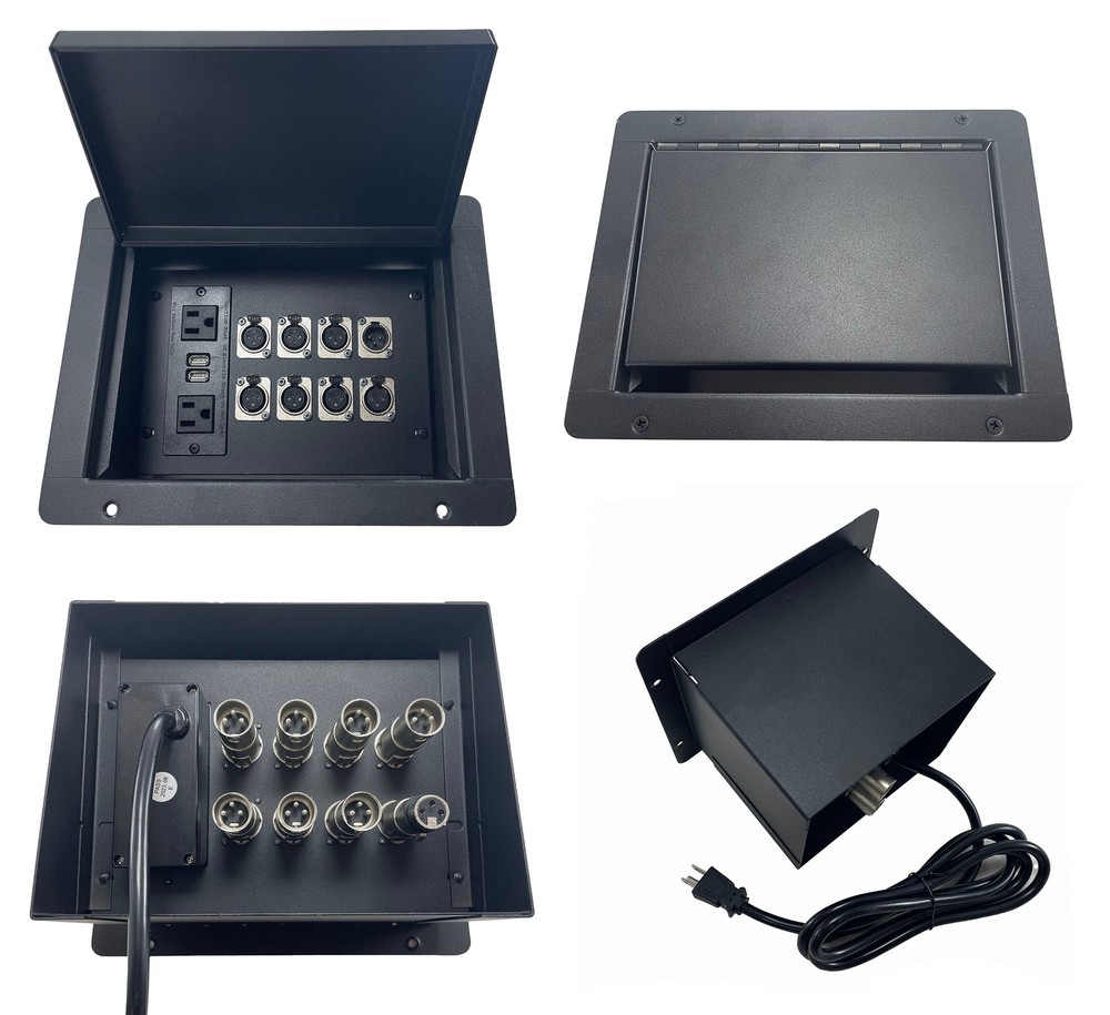 PROCRAFT LARGE GAP LID FEED-THRU RECESSED Stage Pocket/Floor Box w/ 1) WIRED AC
