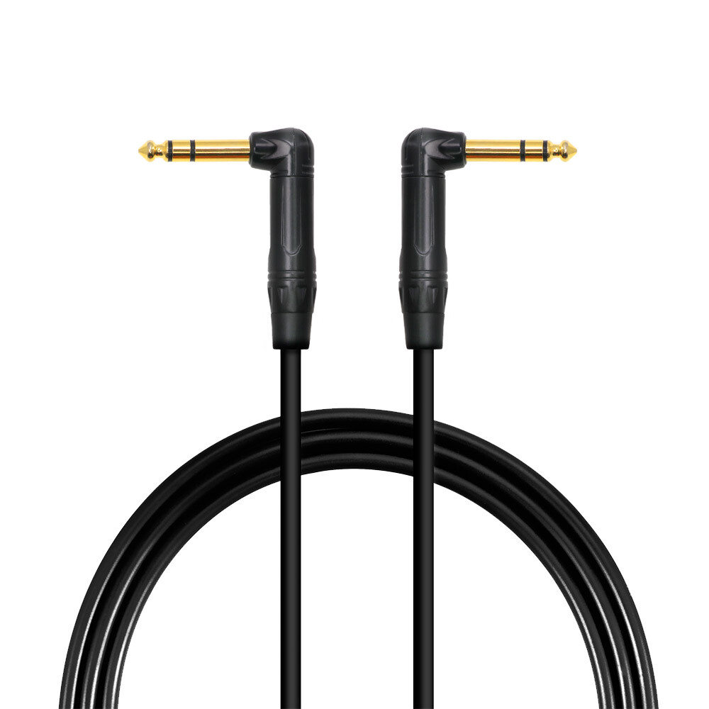 6.35mm 1/4 In TRS Male Right Angle to Male Right Angle Stereo Balanced Cable B21
