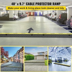 4PCS 2-Channel Speed Bump Cable Protector Ramp Rubber 40″x9.7″x2″ Cord Guard