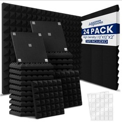 Kaspien Sound | 24 Pack | 12x12x2inch | High Density Acoustic Foam Wall Panel…