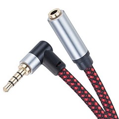 Tiierzon Audio Mic Extension Cable,90 Degree TRRS 3.5mm Aux Headphone 3Ft