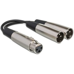 2-PACK Hosa YXM-121 6-Inch XLR Female to Dual XLR Male Y Splitter Cable Adapter