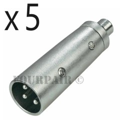 5 Pack – 3-Pin XLR Male to RCA Female Jack Audio Cable Microphone Mic DJ Adapter