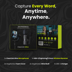 Oxyphonics – 3 in 1 Wireless Lavalier Microphone System for iPhone & Android