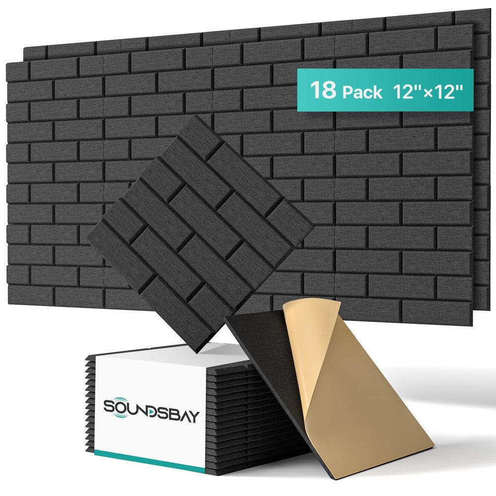 Soundproof Wall Panels Self-adhesive, Acoustic Panels 18 Pack Brick Wall Pane…