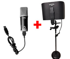 Apogee MiC Professional Microphone/Vocal Isolation Booth Pop Filter Stand Bundle
