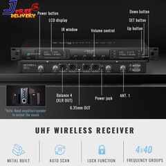 Phenyx Pro Wireless Microphone System Quad Channel Wireless Mic w/ 4×40 UHF NEW