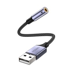 MOSWAG USB to 3.5mm Jack Audio Adapter 0.65Feet/20cm, External 1 pack, Black