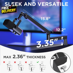 2026 Upgraded Microphone Boom Arm Magnetic Cable Management Low Profile…….