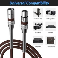Cable de micrófono XLR premium de 50 pies, resistente, 22 AWG OFC, blindado de 3