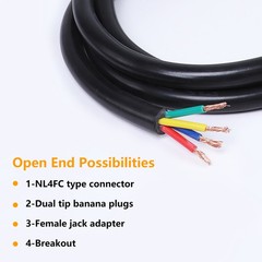 6 Feet Speakon to Bare Cable w/ Free Socket PA DJ Chuchero Box 4 Conductor Wire