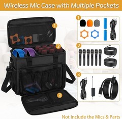 Wireless Mic Carry Bag, 9-Slot Storage Case