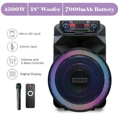 4500W Peak Power 18-Inch Portable Party Speaker – Rechargeable with Deep Bass