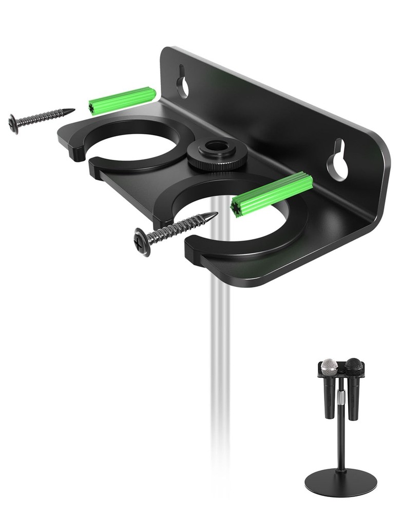 Etour [2026 Upgrade] Multi Microphone Holder for Mic UP to 2 – Black, Black