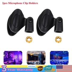 2Pcs Universal Microphone Clips Clamp Holder For Wired/ Wireless Mic Stand 180°
