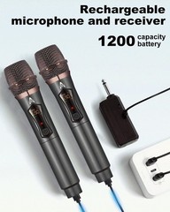 Wireless Microphones UHF Rechargeable Receiver 50H Long Range Karaoke Party D…