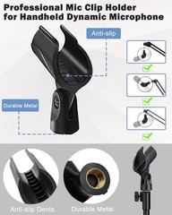Desktop Mic Stand Foldable Tripod with Clip Holder and 5/8″ Male to 3/8″ Female